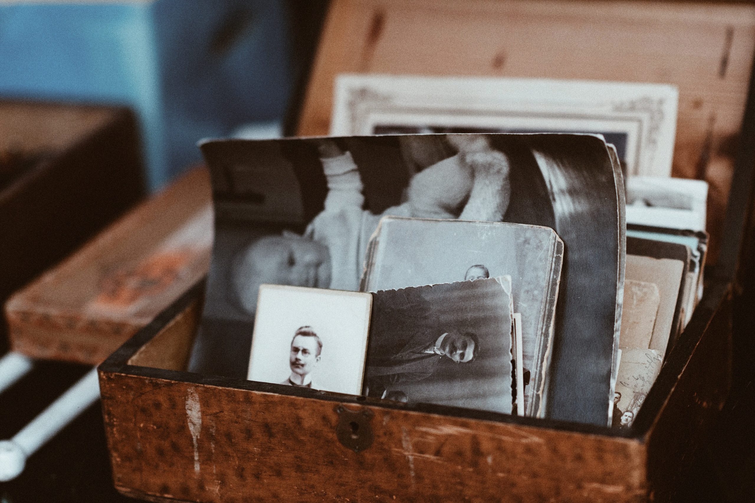 A box of old photographs